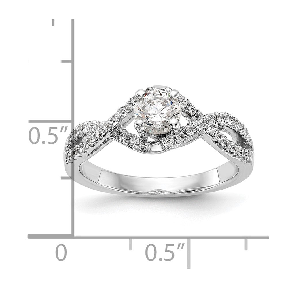 14K White Gold Lab Grown Diamond VS/SI FGH Round Complete Eng Ring