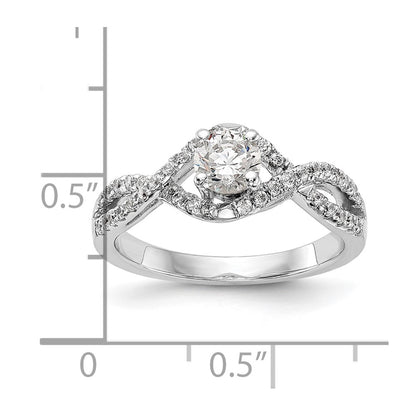 14K White Gold Lab Grown Diamond VS/SI FGH Round Complete Eng Ring