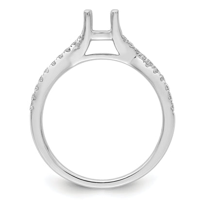 14K White Gold Criss Cross (Holds 1/2 Carat (5.2mm) Round Center) 1/3 Diamond Semi Mount Engagement Ring