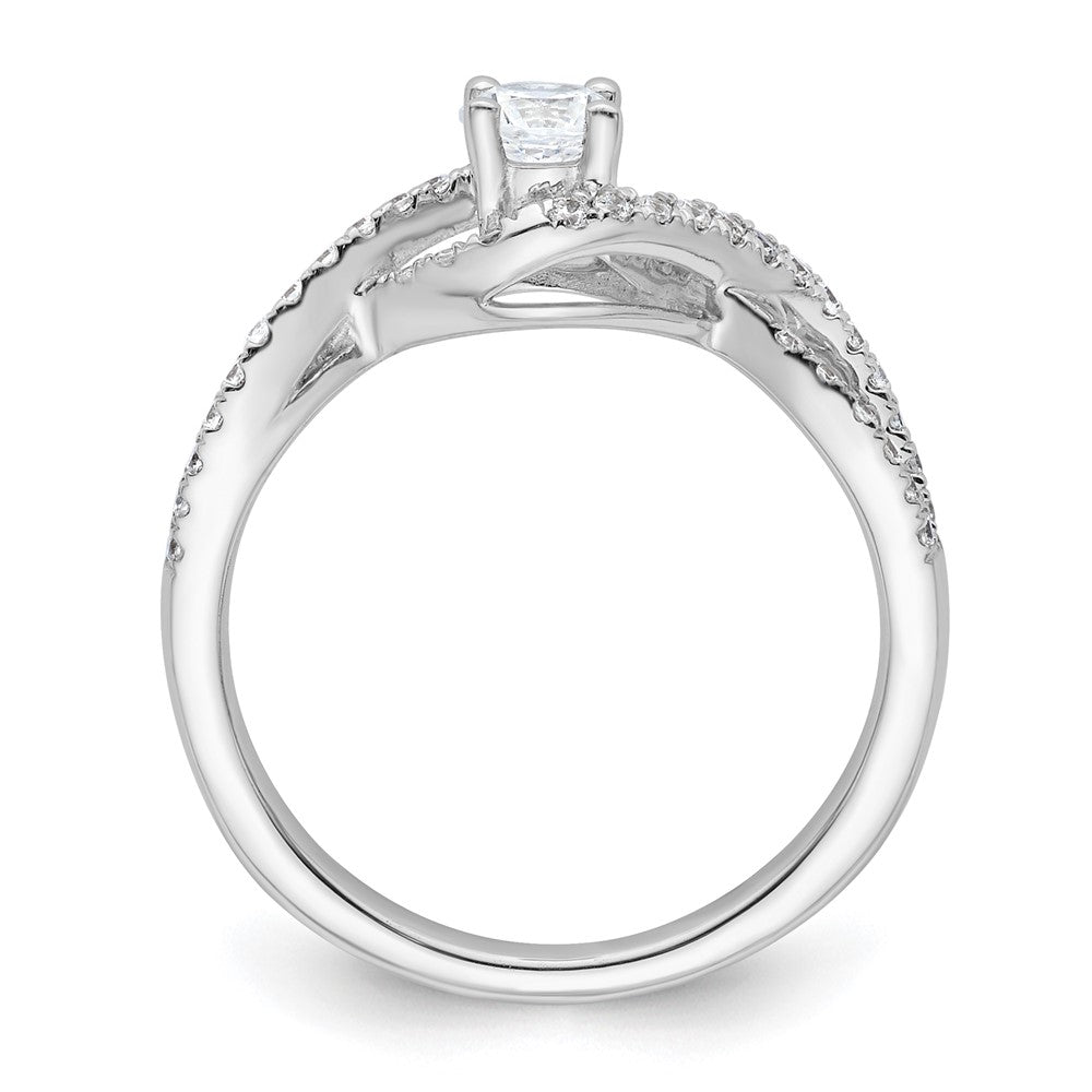 0.75ct. CZ Solid Real 14k White Gold Round Criss-Cross Engagement Ring