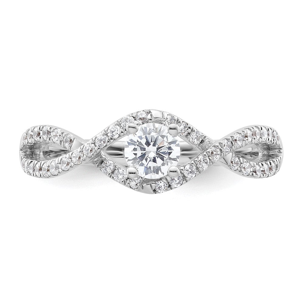 0.75ct. CZ Solid Real 14k White Gold Round Criss-Cross Engagement Ring