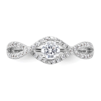 0.75ct. CZ Solid Real 14k White Gold Round Criss-Cross Engagement Ring