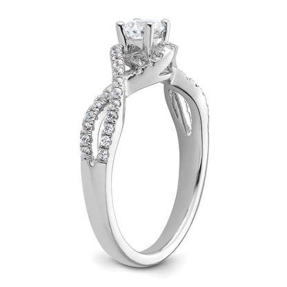 0.75ct. CZ Solid Real 14k White Gold Round Criss-Cross Engagement Ring