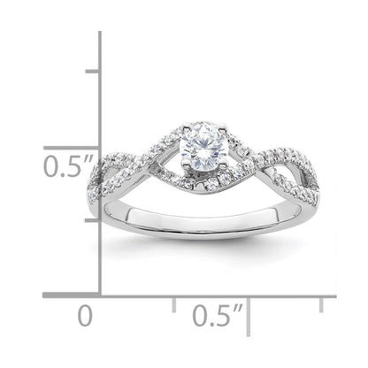 0.75ct. CZ Solid Real 14k White Gold Round Criss-Cross Engagement Ring