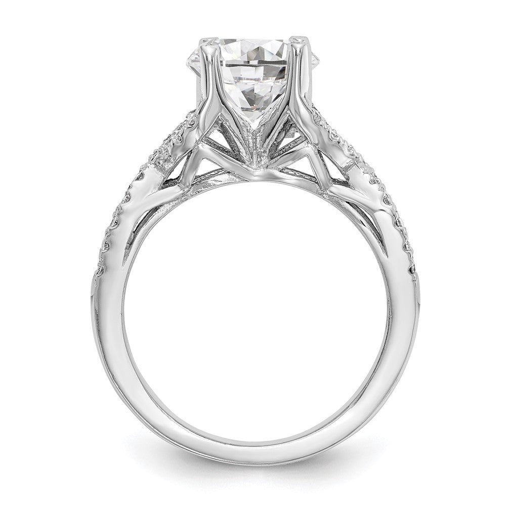 1.00ct. CZ Solid Real 14k White Gold Round Criss-Cross Engagement Ring