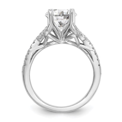 1.00ct. CZ Solid Real 14k White Gold Round Criss-Cross Engagement Ring