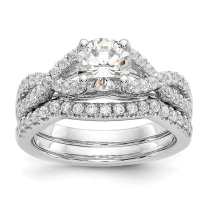 1.00ct. CZ Solid Real 14k White Gold Round Criss-Cross Engagement Ring