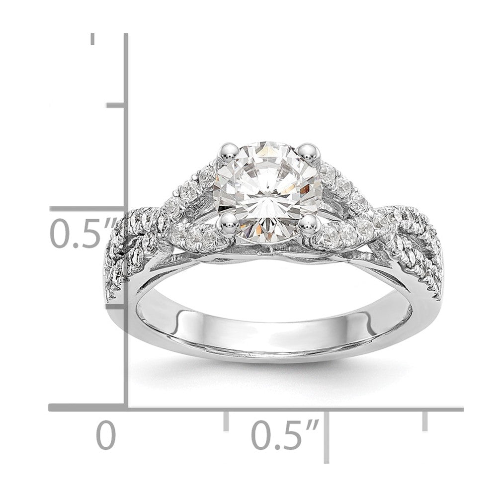 1.00ct. CZ Solid Real 14k White Gold Round Criss-Cross Engagement Ring