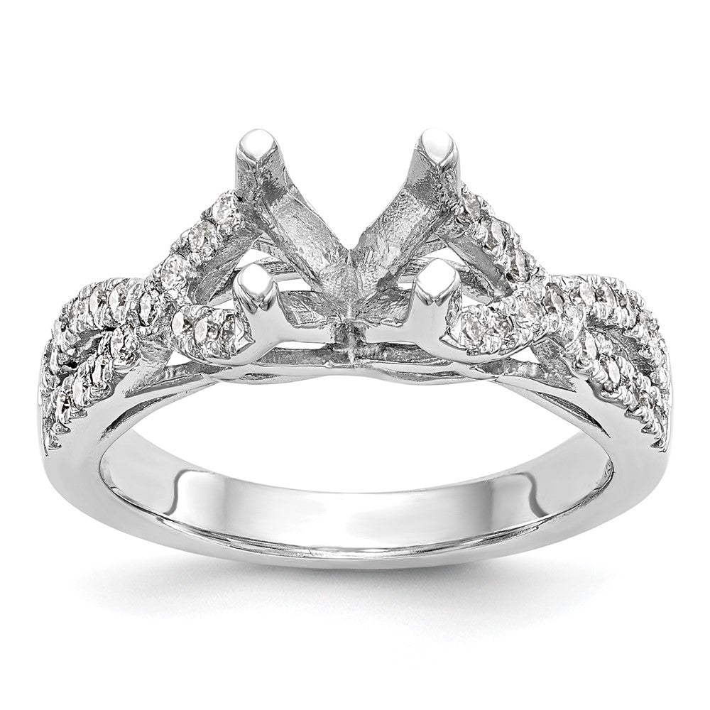 1.00ct. CZ Solid Real 14k White Gold Round Criss-Cross Engagement Ring