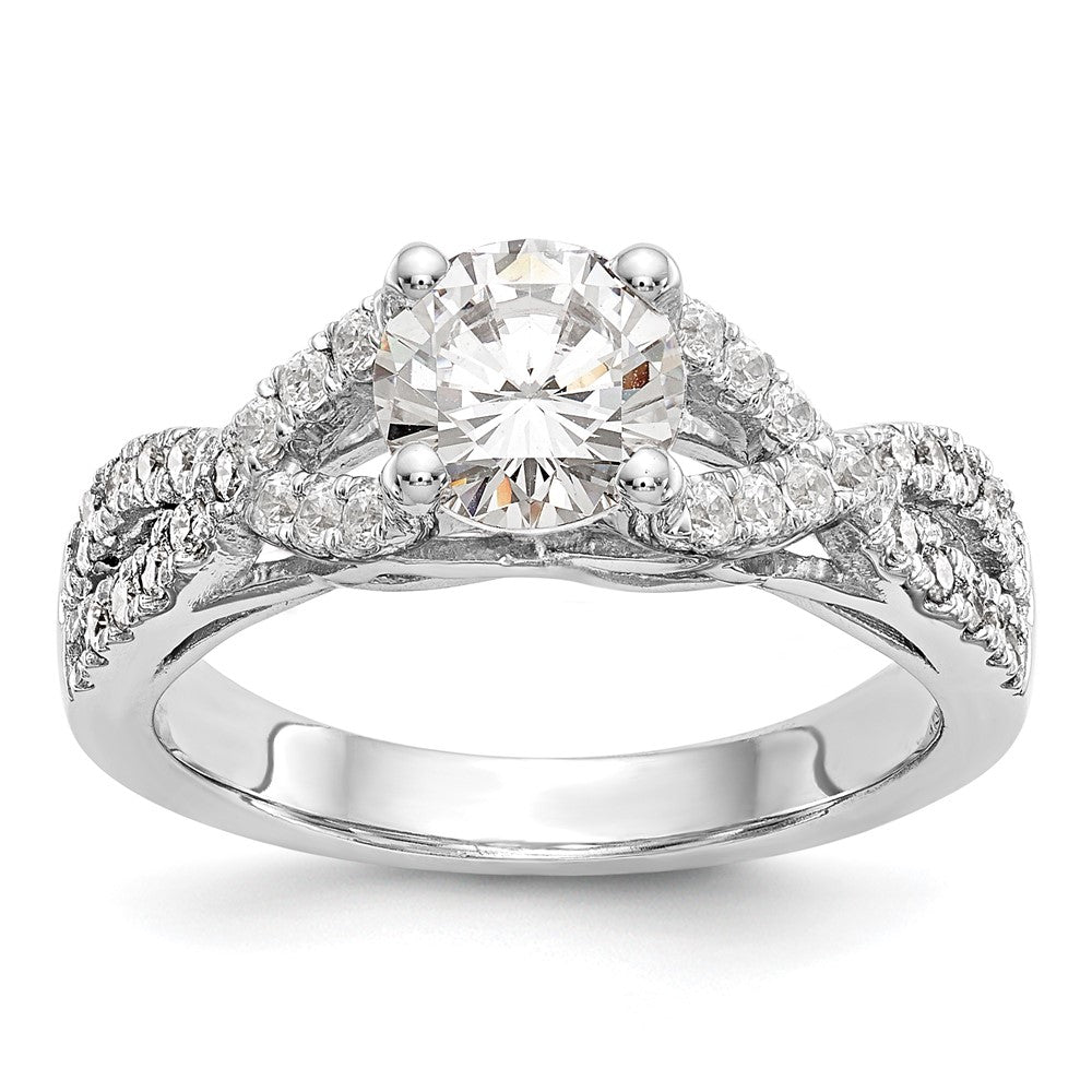 1.00ct. CZ Solid Real 14k White Gold Round Criss-Cross Engagement Ring