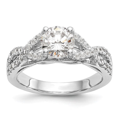 1.00ct. CZ Solid Real 14k White Gold Round Criss-Cross Engagement Ring