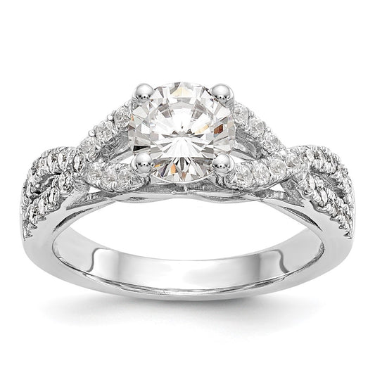 1.00ct. CZ Solid Real 14k White Gold Round Criss-Cross Engagement Ring