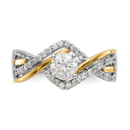 0.50ct. CZ Solid Real 14k Two-tone Round Criss-Cross Engagement Ring