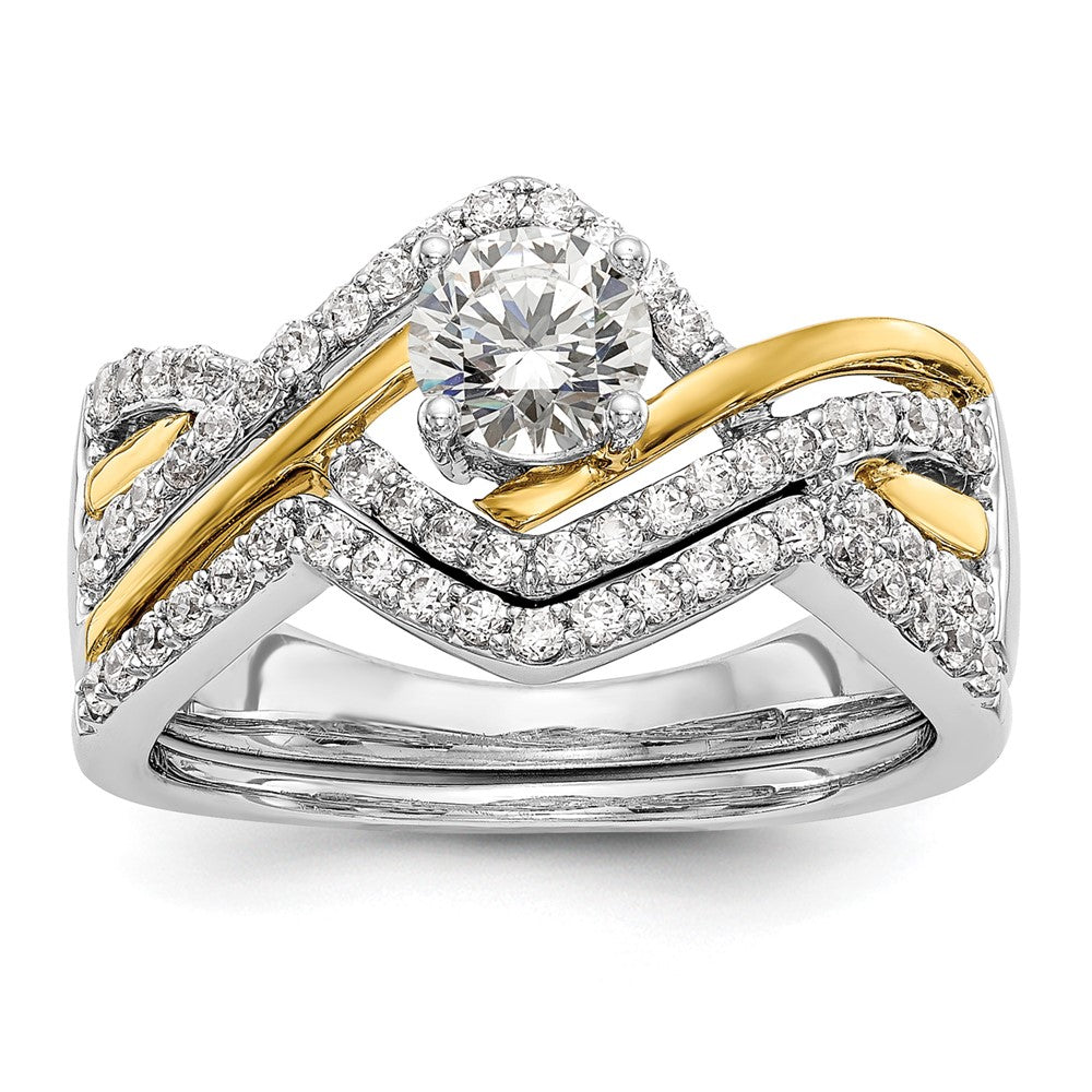 0.50ct. CZ Solid Real 14k Two-tone Round Criss-Cross Engagement Ring