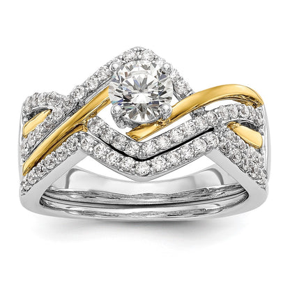 0.50ct. CZ Solid Real 14k Two-tone Round Criss-Cross Engagement Ring