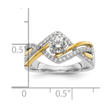 0.50ct. CZ Solid Real 14k Two-tone Round Criss-Cross Engagement Ring