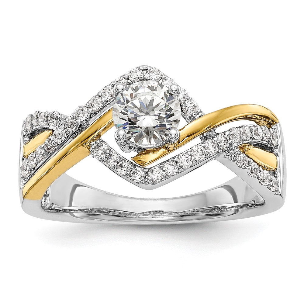 0.50ct. CZ Solid Real 14k Two-tone Round Criss-Cross Engagement Ring