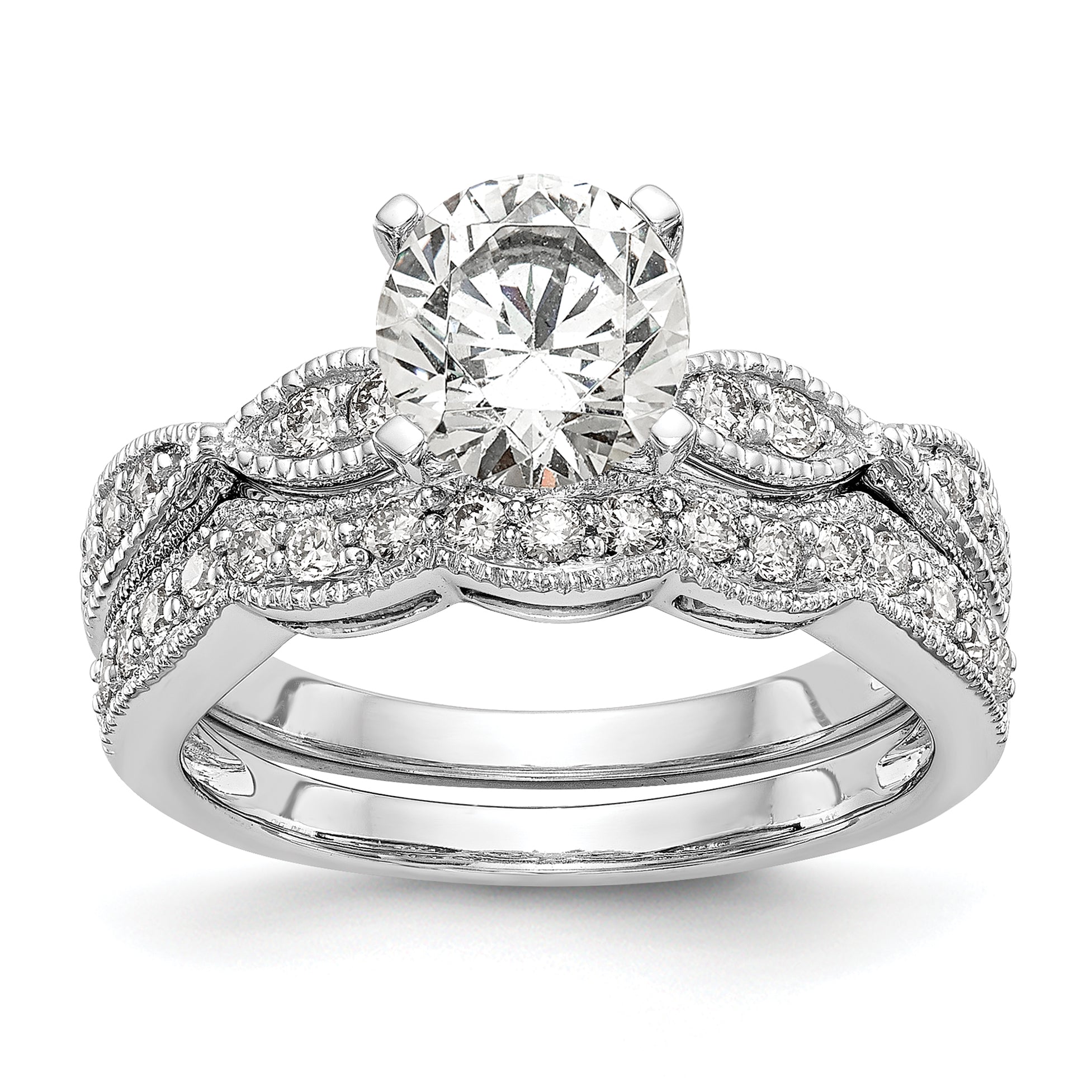 14K White Gold True Origin 1/6 Carat Lab Grown Diamond Vs D E F Semi Mount Round Engagement Ring