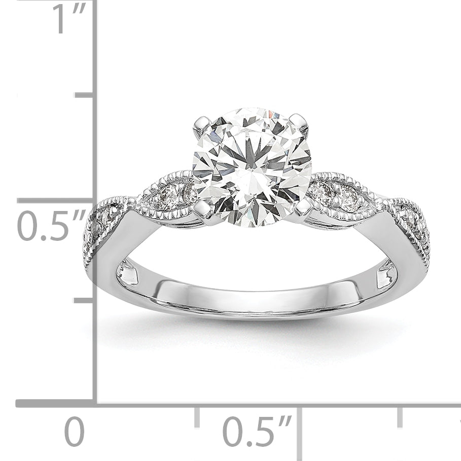 14K White Gold True Origin 1/6 Carat Lab Grown Diamond Vs D E F Semi Mount Round Engagement Ring
