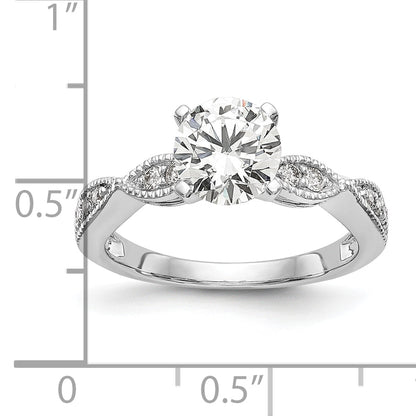 14K White Gold True Origin 1/6 Carat Lab Grown Diamond Vs D E F Semi Mount Round Engagement Ring
