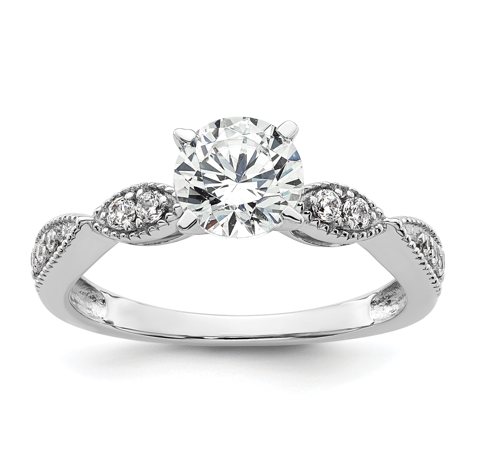 14K White Gold True Origin 1/6 Carat Lab Grown Diamond Vs D E F Semi Mount Round Engagement Ring