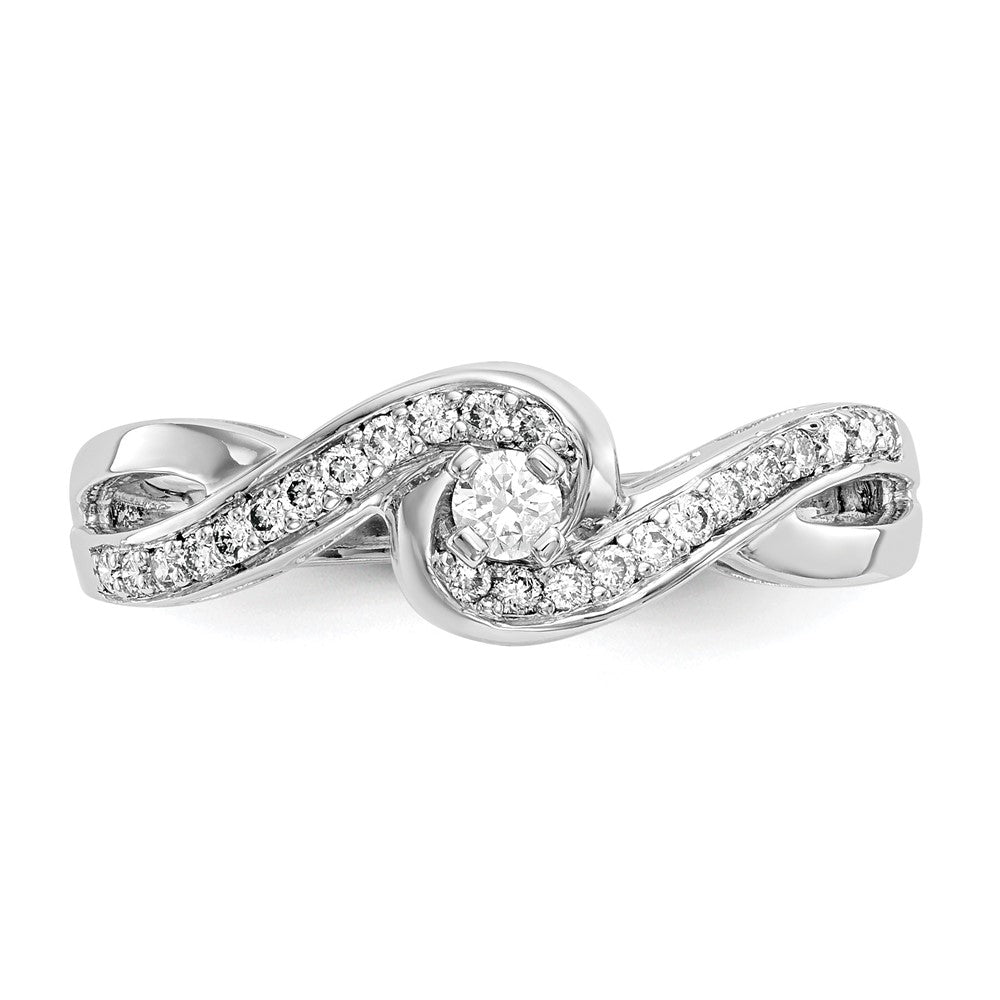0.25ct. CZ Solid Real 14k White Gold Peg Set Criss-Cross Engagement Ring