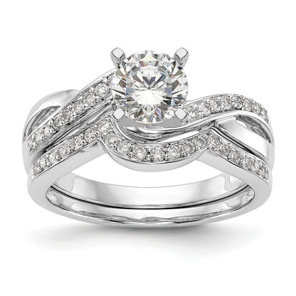 0.25ct. CZ Solid Real 14k White Gold Peg Set Criss-Cross Engagement Ring