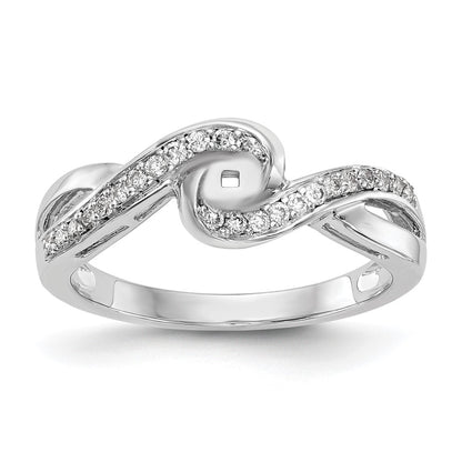 14k White Gold Peg Set Simulated Diamond Criss Cross Engagement Ring