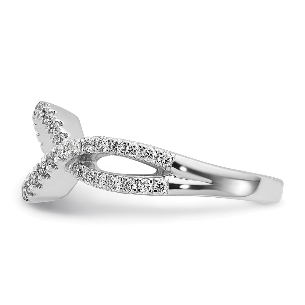 14k White Gold 1/2 Ct. Lab Grown Diamond VS/SI+ G+ Criss Cross Peg Set Engagement Ring