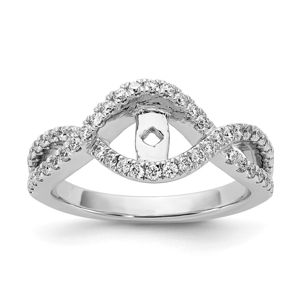14k White Gold 1/2 Ct. Lab Grown Diamond VS/SI+ G+ Criss Cross Peg Set Engagement Ring
