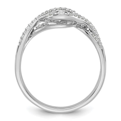 14k White Gold Peg Set Simulated Diamond Criss Cross Engagement Ring