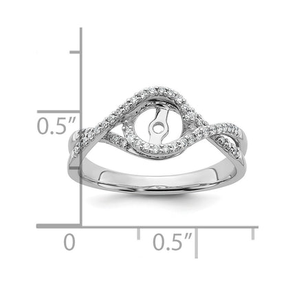 14k White Gold Peg Set Simulated Diamond Criss Cross Engagement Ring