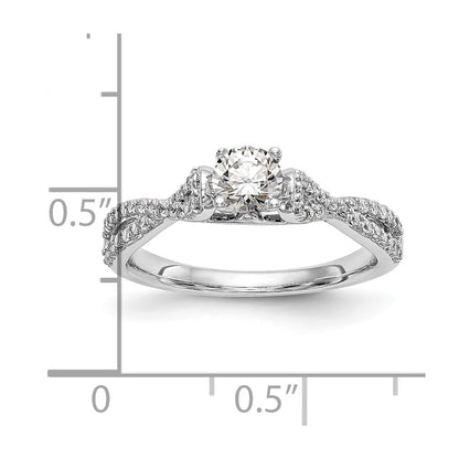 0.24ct. CZ Solid Real 14k White Gold Peg Set Criss-Cross Engagement Ring