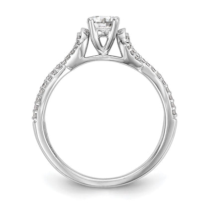 14kw Peg Set Simulated Diamond Criss Cross Engagement Ring