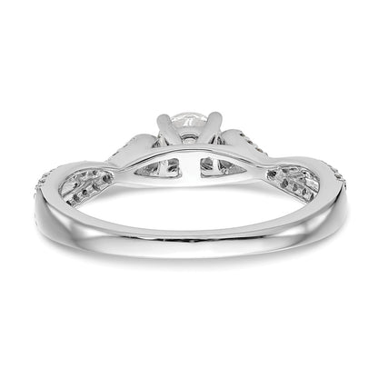 14kw Peg Set Simulated Diamond Criss Cross Engagement Ring