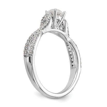 14kw Peg Set Simulated Diamond Criss Cross Engagement Ring