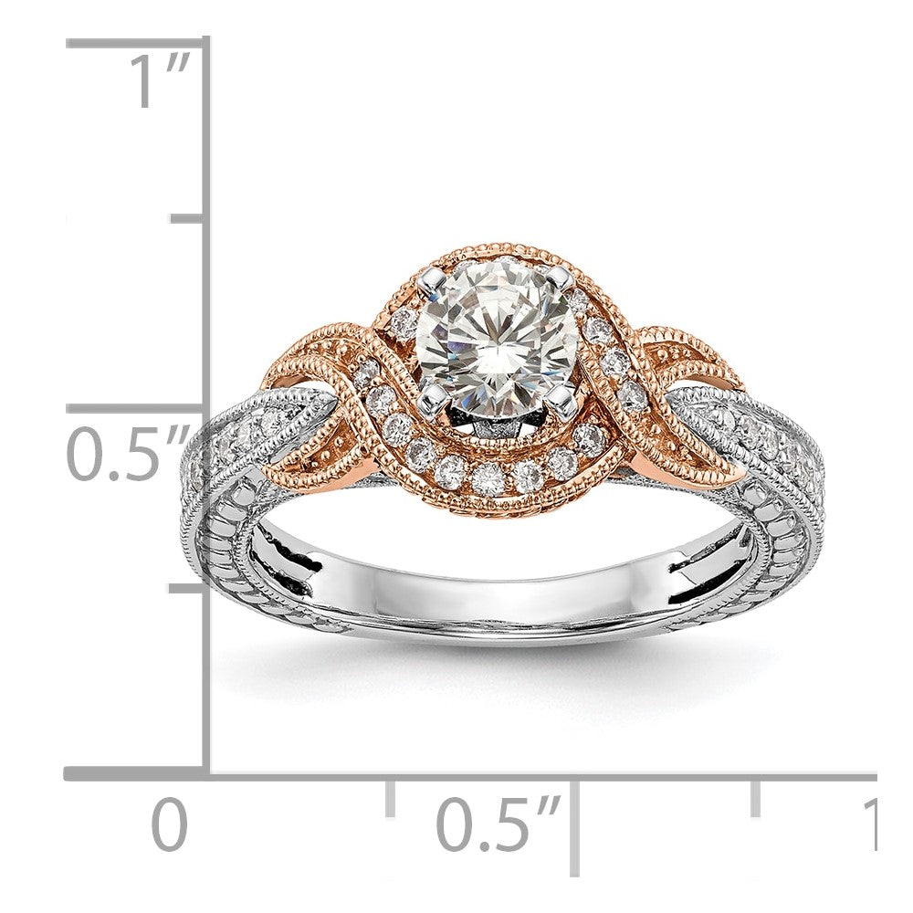 0.25ct. CZ Solid Real 14k TT Peg Set Criss-Cross Engagement Ring