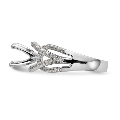 14k White Gold Peg Set Simulated Diamond Criss Cross Engagement Ring