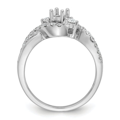 14k White Gold Simulated Diamond Criss Cross Engagement Ring