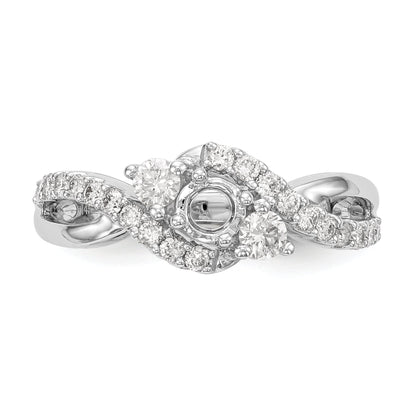 14k White Gold Simulated Diamond Criss Cross Engagement Ring