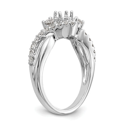 14k White Gold Simulated Diamond Criss Cross Engagement Ring