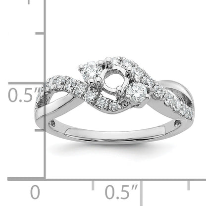 14k White Gold Simulated Diamond Criss Cross Engagement Ring
