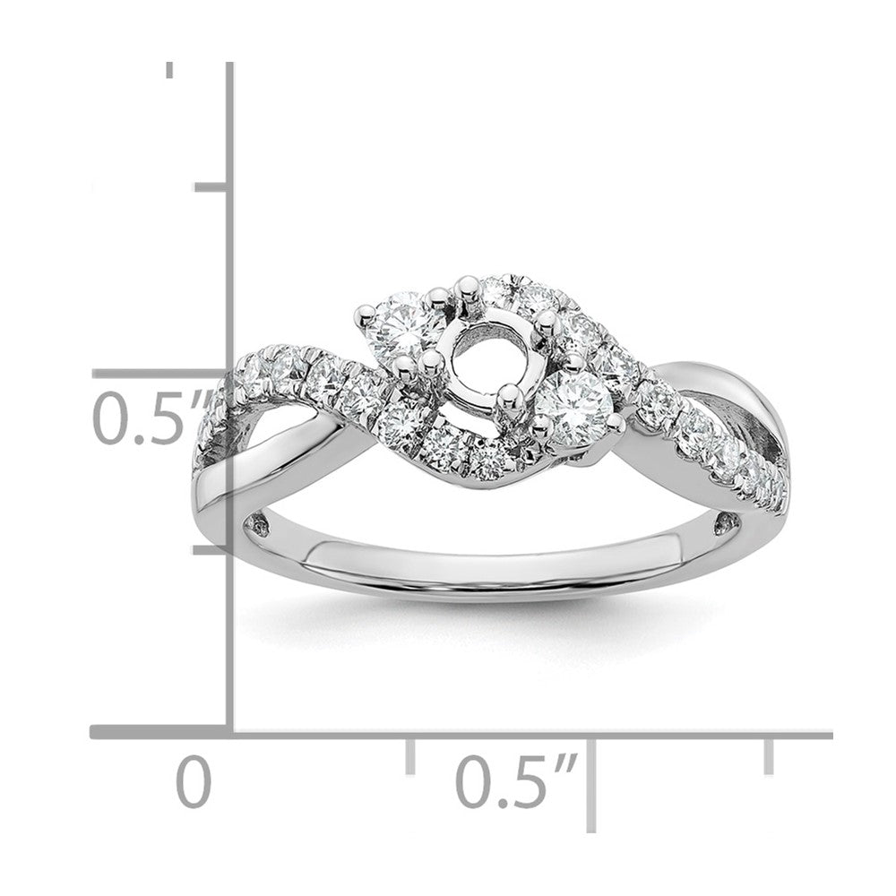 14k White Gold 5/8 Ct. Lab Grown Diamond VS/SI+ G+ Round Criss Cross Engagement Ring