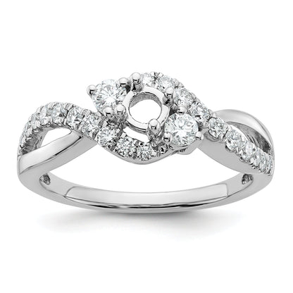 14k White Gold Simulated Diamond Criss Cross Engagement Ring