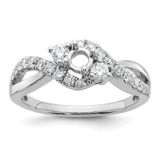 14k White Gold Simulated Diamond Criss Cross Engagement Ring