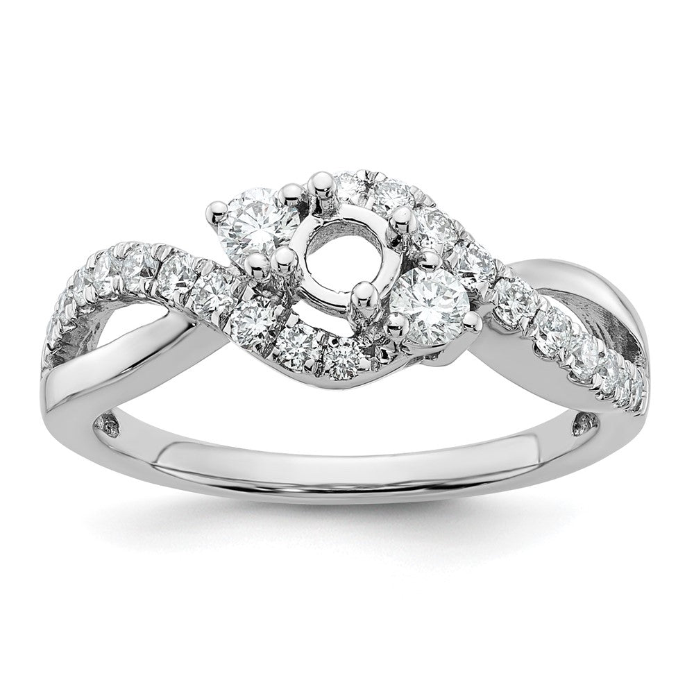 14k White Gold 5/8 Ct. Lab Grown Diamond VS/SI+ G+ Round Criss Cross Engagement Ring