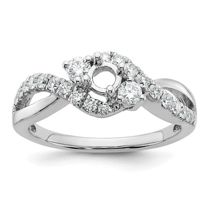 14k White Gold 5/8 Ct. Lab Grown Diamond VS/SI+ G+ Round Criss Cross Engagement Ring