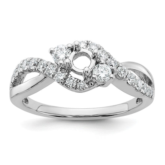 14k White Gold 5/8 Ct. Lab Grown Diamond VS/SI+ G+ Round Criss Cross Engagement Ring