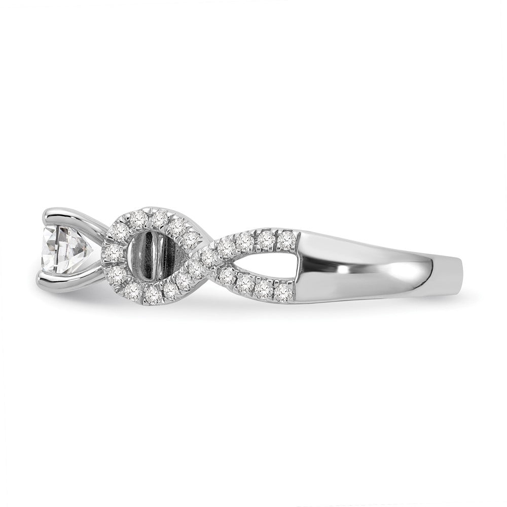 0.21ct. CZ Solid Real 14k White Gold Peg Set Infinity Engagement Ring
