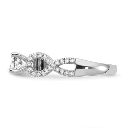 0.21ct. CZ Solid Real 14k White Gold Peg Set Infinity Engagement Ring